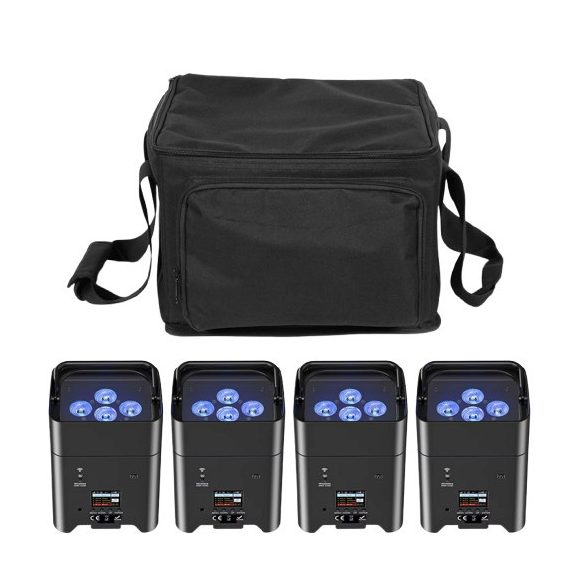 FTS UPLight 4-es Szett – 6x18W RGBWA+UV Akkumulátoros Uplight + Hordtáska