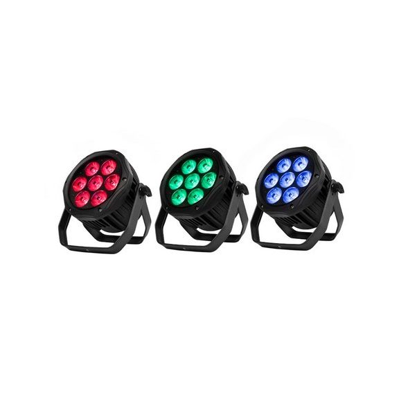 FTS LED 7x18W RGBWA+UV Alumíniumházas IP65 Kültéri Par Lámpa – Profi Színpadi Világítás