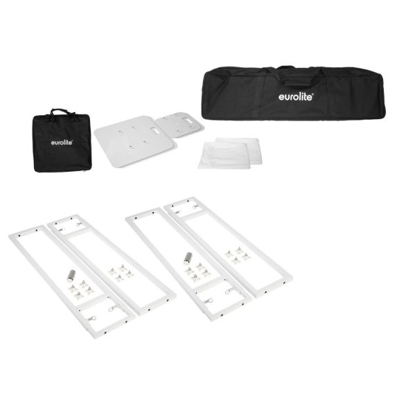 EUROLITE 2× Stage Stand Variable – Állítható rendezvény állvány szett fehér borítással és táskával