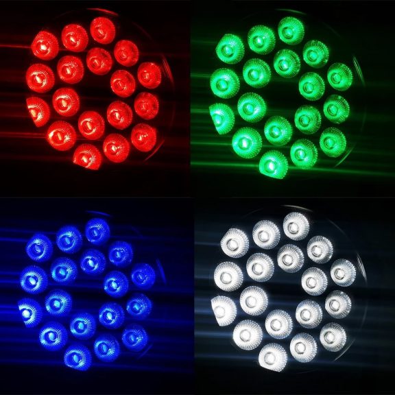 FTS RGBWA+UV 18X18W (Alumíniumházas) IP65 Kültéri Par Lámpa – Profi Színpadi Világítás, DMX Vezérlés