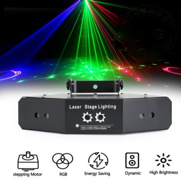  FTS RGB 6 Szemes Lézer DMX Vezérléssel – Erőteljes Lézerfény Show Rendezvényekre és Bulikra