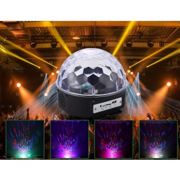   FTS MG Party Disco Ball Hangszóró – Fekete, RGB LED Fényekkel 