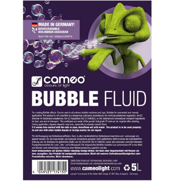Cameo Bubble Fluid 5L – Professzionális Buborékfolyadék Buborékgépekhez