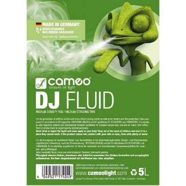    Cameo DJ FLUID 5 L füstgépekbe való folyadék közepesen sűrű füsthöz, közepes szétoszlási idővel, 5 liter