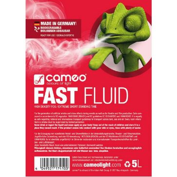   Cameo FAST FLUID 5 L füstgépekbe való folyadék nagyon sűrű füsthöz, nagyon rövid szétoszlási idővel, 5 liter