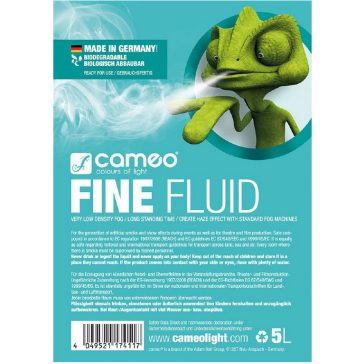   Cameo FINE FLUID 5 L füstgépekbe való folyadék nagyon alacsony sűrűségű, finom ködhöz, nagyon hosszú szétoszlási idővel, 5 liter