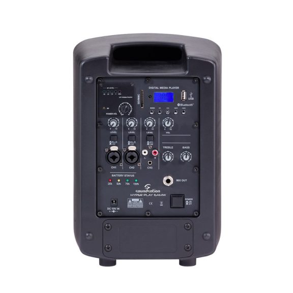 SOUNDSATION  HYPER PLAY 6AMW - 6.5" hordozható PA rendszer UHF vezeték nélküli mikrofonnal, MP3/BT lejátszóval és újratölthető akkumulátorral