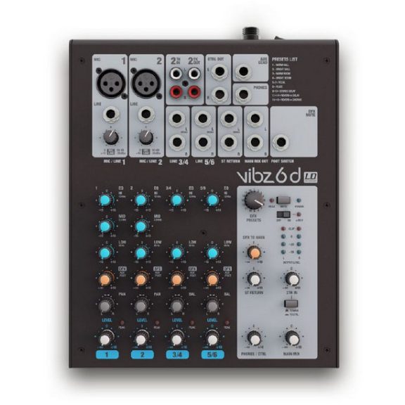 LD Systems VIBZ 6 D keverő 6 csatornás, effektprocesszorral
