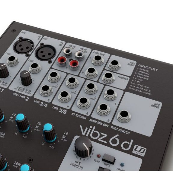 LD Systems VIBZ 6 D keverő 6 csatornás, effektprocesszorral
