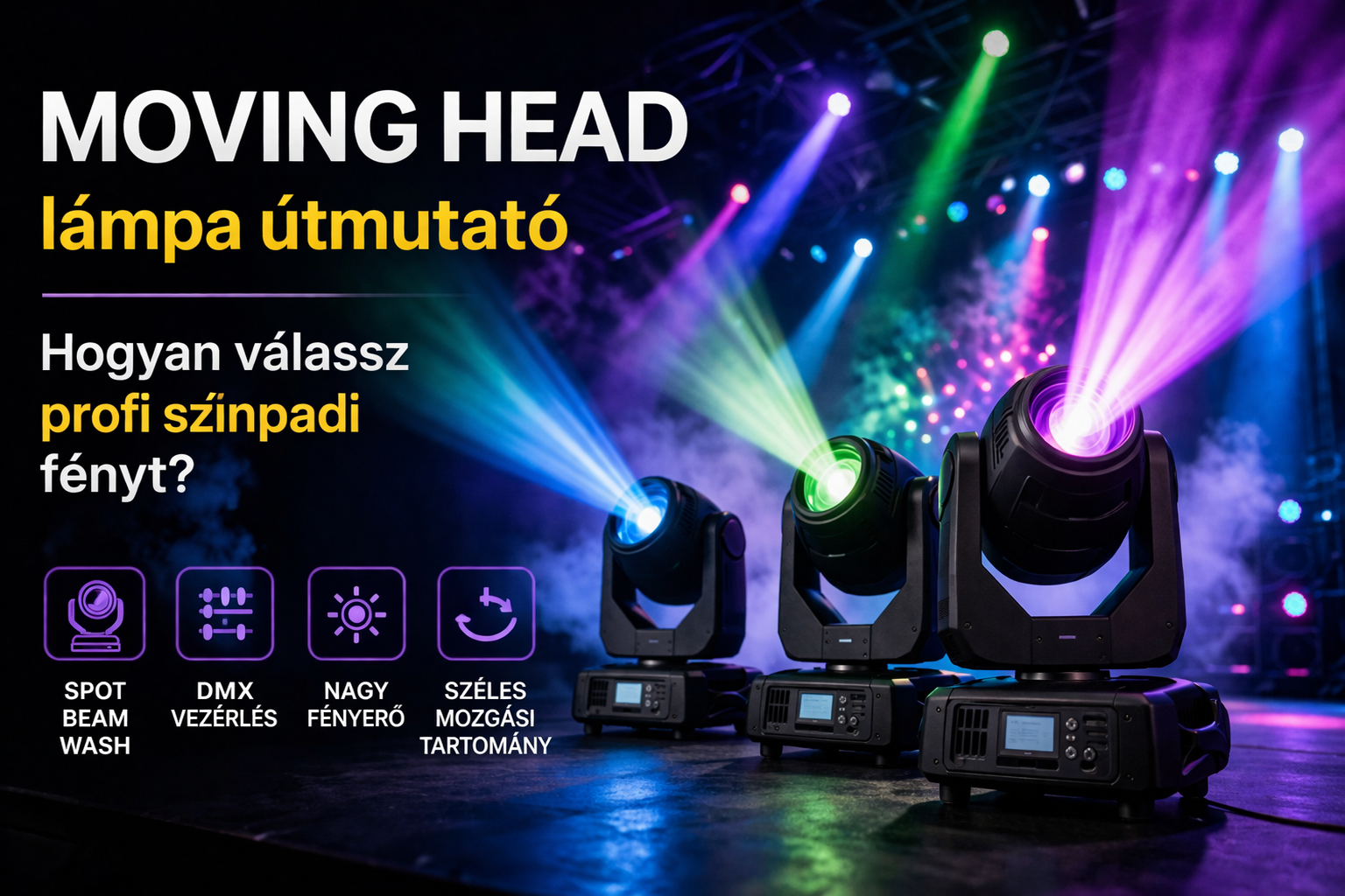 Moving Head lámpa útmutató – Hogyan válassz profi színpadi fényt?